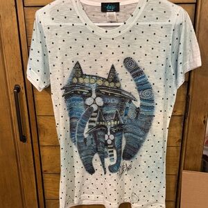 White Polka Dot Cat Graphic T-Shirt